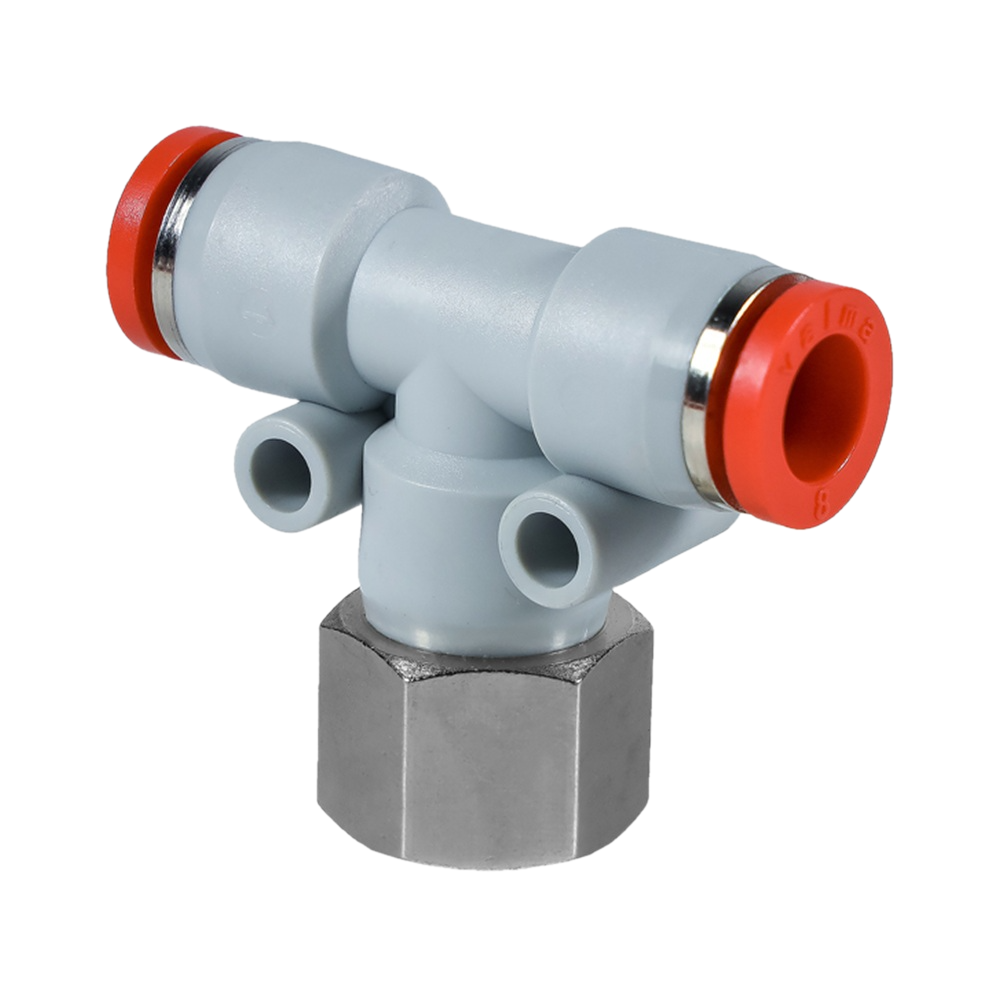 QP-ATF-06-G14 Фитинг тройник T-образный, 6мм x 6мм x G 1/4 (внутр.резьба)